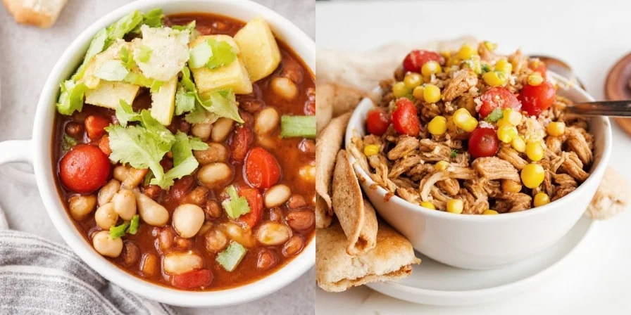 Close-up of a perfectly garnished bowl of chili.