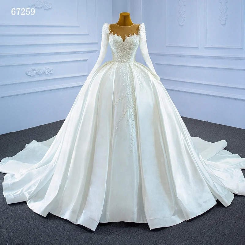 

Jancember ARSM67259 Luxury High Quality Pearl Bridal Gowns Wedding Dress