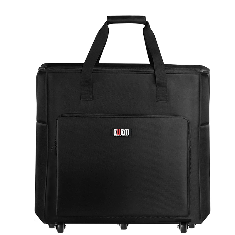 

BUBM 24 inch 27 inch Padded Dust Cover Monitor Desktop PC Computer Case Casing Box Bag with Wheel, Black