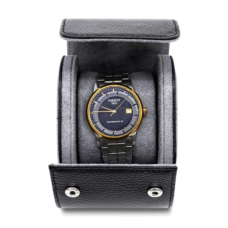 

Custom Logo Leather Round Watches Case Roll Luxury Eco Friendly Single Watch Display Box, Customized