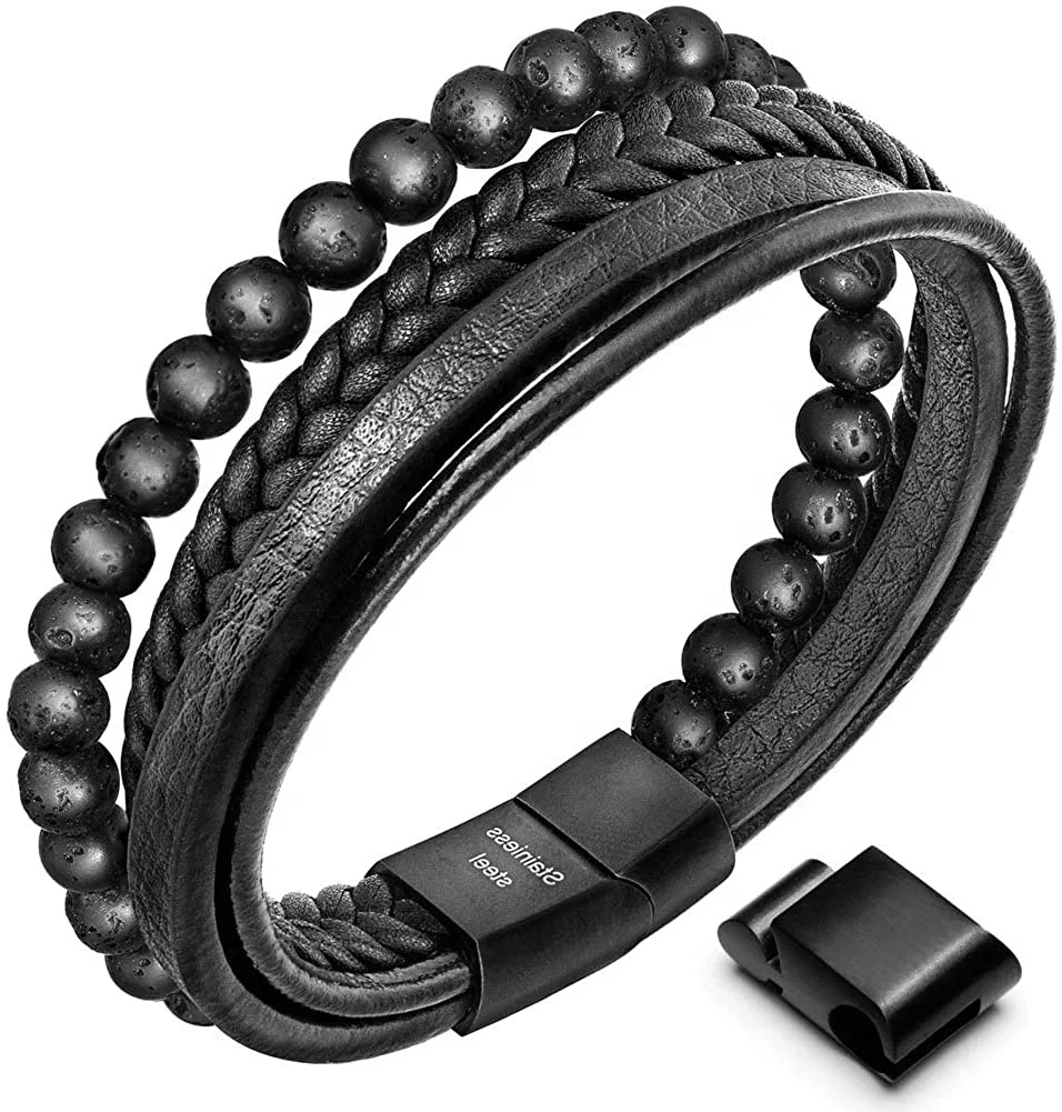 

2022 Hot Sale Mens leather bracelet set Leather Braided Bracelet Free Sample