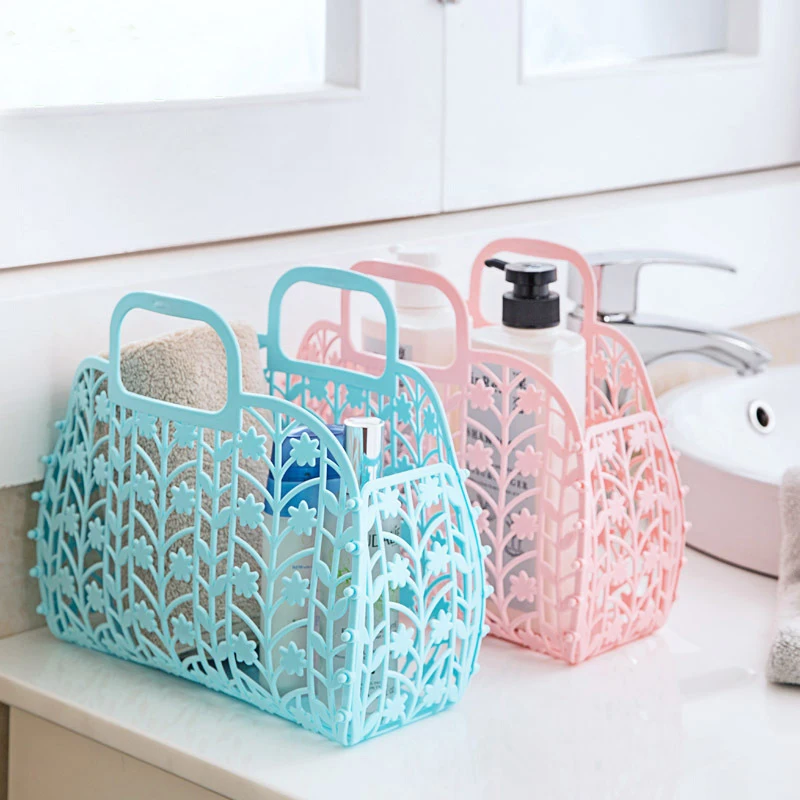 

Plastic Bathroom Shower Tote Small College Dorm Caddy For Shampoo Conditioner Soap Cosmetics Beauty Products, 2colors