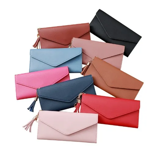 

PU purse clutch bag fashion women wallet with tassels, 5 colors(pls see below color cards)