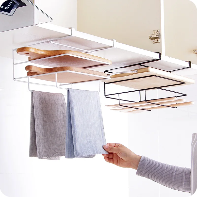 

Multifunctional Hanging Storage Bracket Kitchen Gadget Wall-Mounted Cutting Board Rack Towel Organizer Shelf Home Cabinet Rack