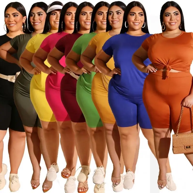 

KG7607 XL-5XL Summer Outfits Women Casual Plus Size 2 Piece Sets