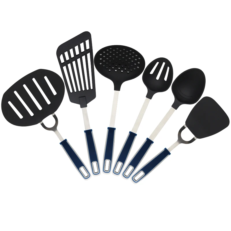 

Homesmart Kitchen Tools 6 Pcs Nylon Kitchen Accessories with Spatula Strainer Spoon Turner Fish Turner Home Kitchen Cooking, Black