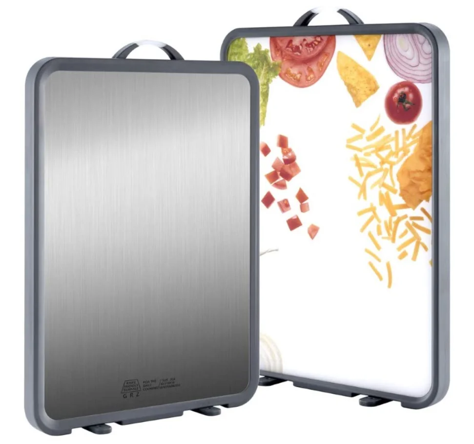 

2021 304 stainless steel plastic smart double-sided engraved cutting chopping board set with handle for meat fruit vegetable, Customized color acceptable