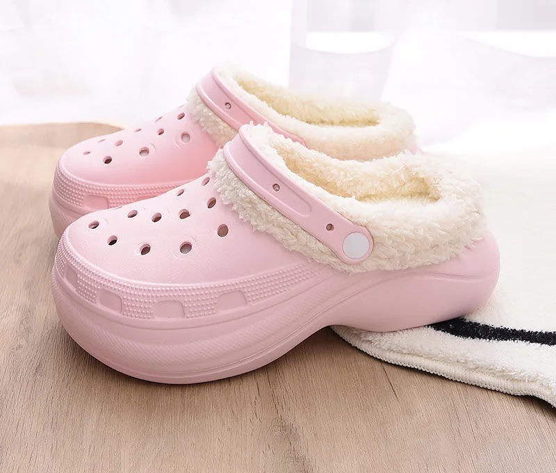 

1021 Winter 2021 new women's clogs fashion casual warm shoes beach platform sandals garden slippers, 3 colors