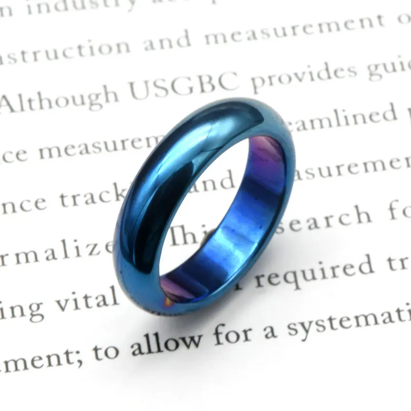 

Factory Direct Sell High Quality No Pit No Crack Blue Color 6mm Wide Hematite Rings For Men and Women