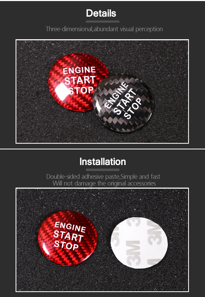 Car Interior Decoration Ignition Button Cover Trim Sticker Engine Start