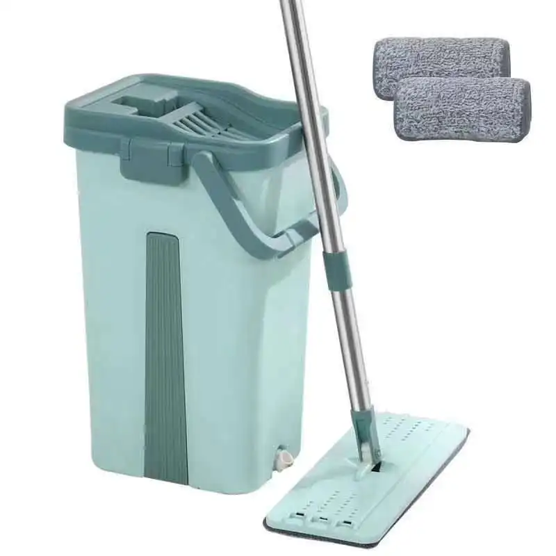 

JTX075 Hand Free Flat Floor Mop And Bucket Set Washable Microfiber Pads For Hardwood Professional Home Floor Cleaning Mop, 4 colors