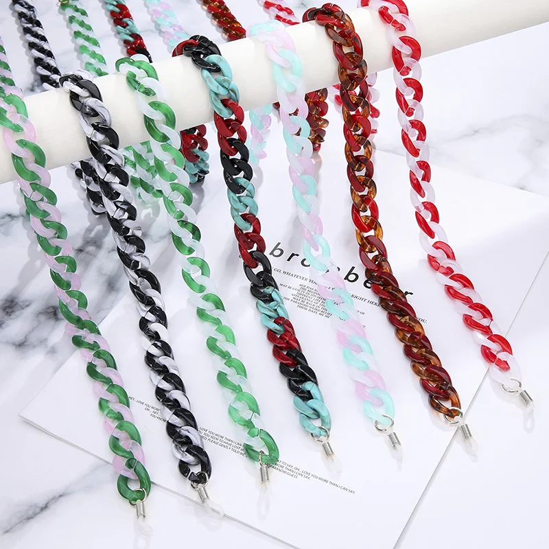 

Fashion Acrylic Sunglasses MaskChain Eyeglass Strap Resin Glasses Chain Neck Holder Reading Lanyards Cords Colorful Wholesale, As shown