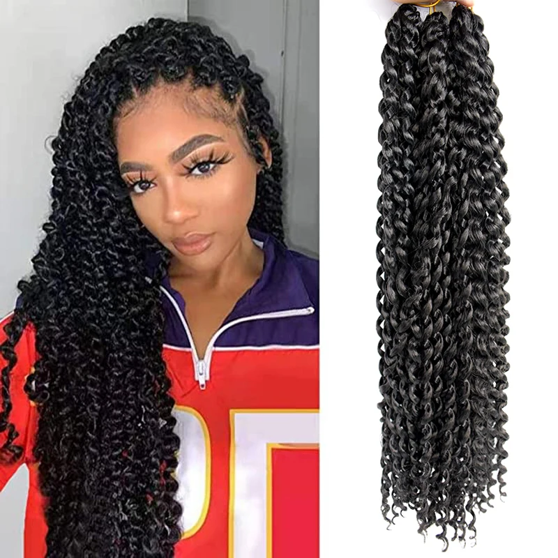 

Passion Twist Hair 18 Inch Curl Passion Twist Crochet Braiding Hair Water Wave Synthetic Braids for Passion Twist Crochet Hair, 1#4#27#30#99j#