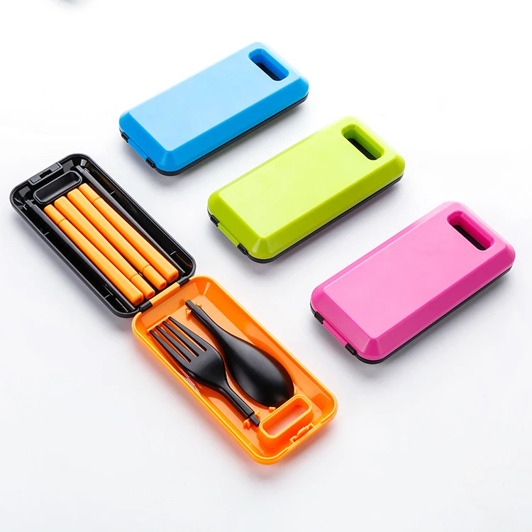 

ABS Plastic Tableware Three Pieces Portable Folding Dinnerware Travel Tableware Camping Picnic Color Kitchen Accessories, Orange blue green pink