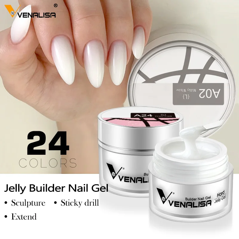 

New Venalisa Brand nail art tip design 15ml 30ml 50ml 24 color led camouflage color hard jelly nail buildering extension gel, 24 colors