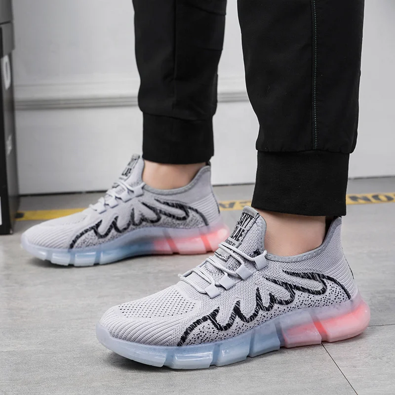 

Latest Hot Sale Comfortable Walking Style Mesh Sports Shoes Stylish Trend Anti-slip Light-weight Boys Sneakers, Black/ grey