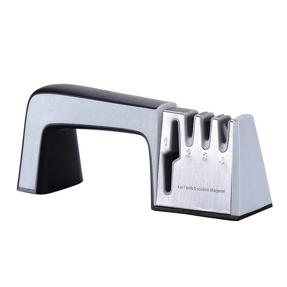 Multipurpose 4-in-1 Chef Knife for Sharpeners Straight and Serrated Knives Scissor Sharpening Device Diamond Ceramic Sharpener