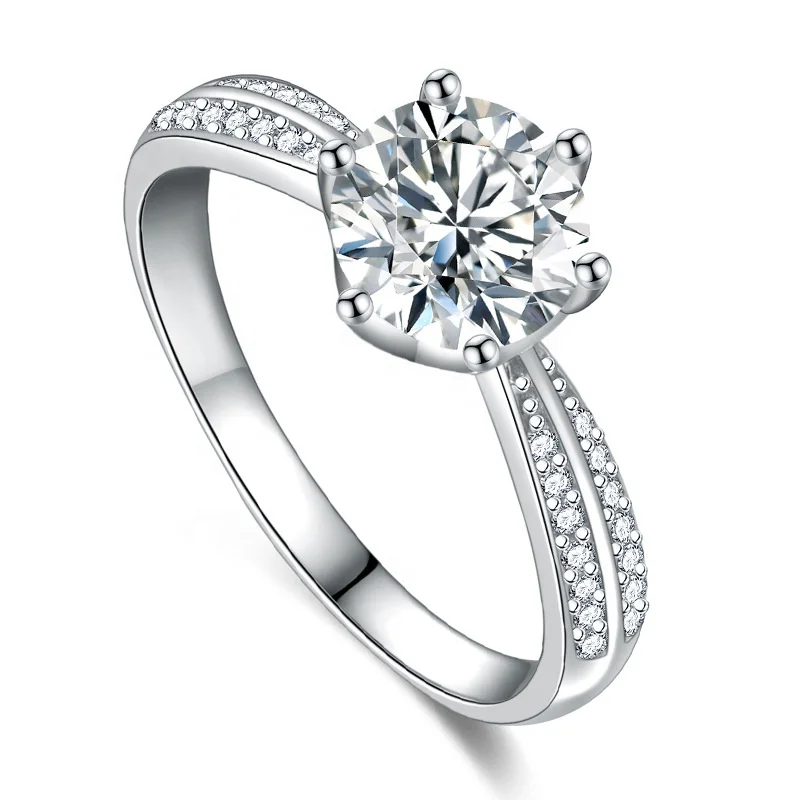 

Simple New Fashion Simulation Moissanite Ladies Wedding Daily Ring