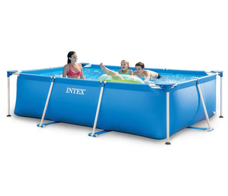 

2021 Best Selling Rectangular Steel Frame Family Use Swimming Pool above ground, Blue
