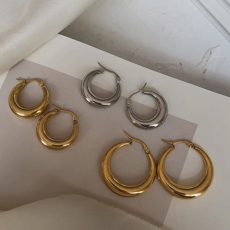 

ENSHIR Fashion Jewelry 2021 New 18k Large Gold Hoop Earrings for Women, As picture