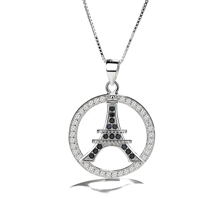 

Hot Wholesale Bulk Produce 925 Sterling Silver Jewelry Paris Effie Tower Pendant Necklace, As customer request