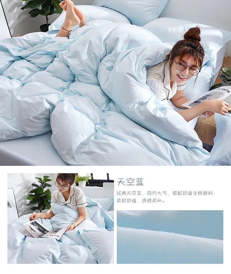 G&d Wholesale 100 Cotton 4 Piece Plain Dyed Bed Sheet Set Bedding Set