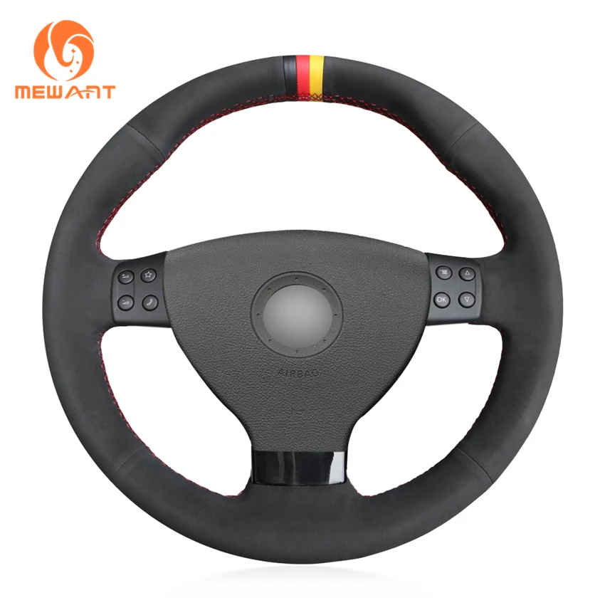 

Custom Hand Stitched Black Suede Steering Wheel Cover for Volkswagen VW EOS MK5 2005 2006 2008