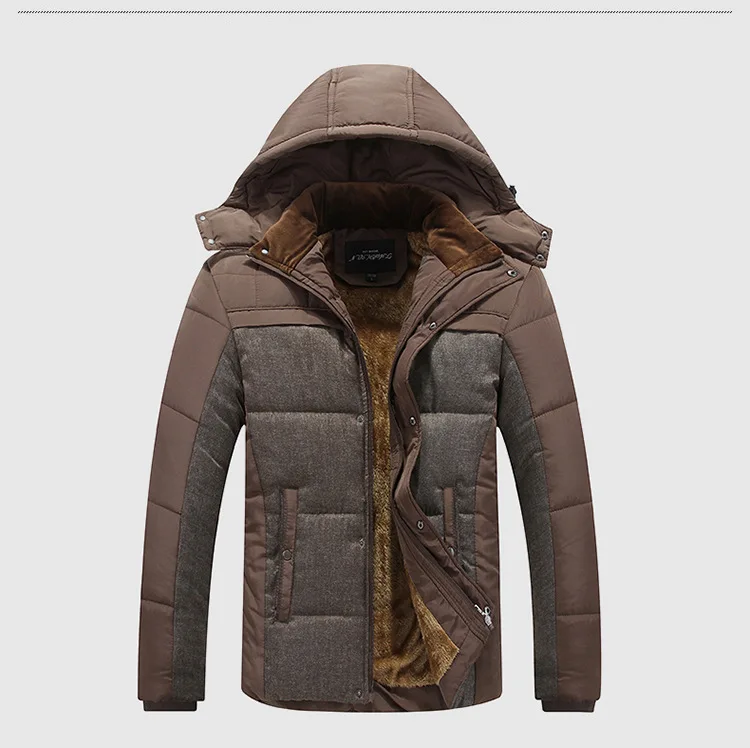 

2020 New Style Winter Jackets Men's Coats Male Parkas Casual Thick Outwear Hooded Fleece Jackets Warm Overcoats Mens Clothing, Black beige