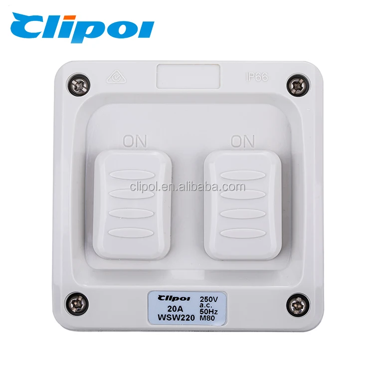As/nzs Ip66 Two Gang Waterproof Switch 250v 20a Double Pole Rotary