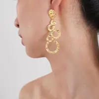 

HANSIDON Latest Statement Earrings Gold Plated Alloy Korean Drop Earrings Handmade Hollow Boho Jewellery Earrings Dangle