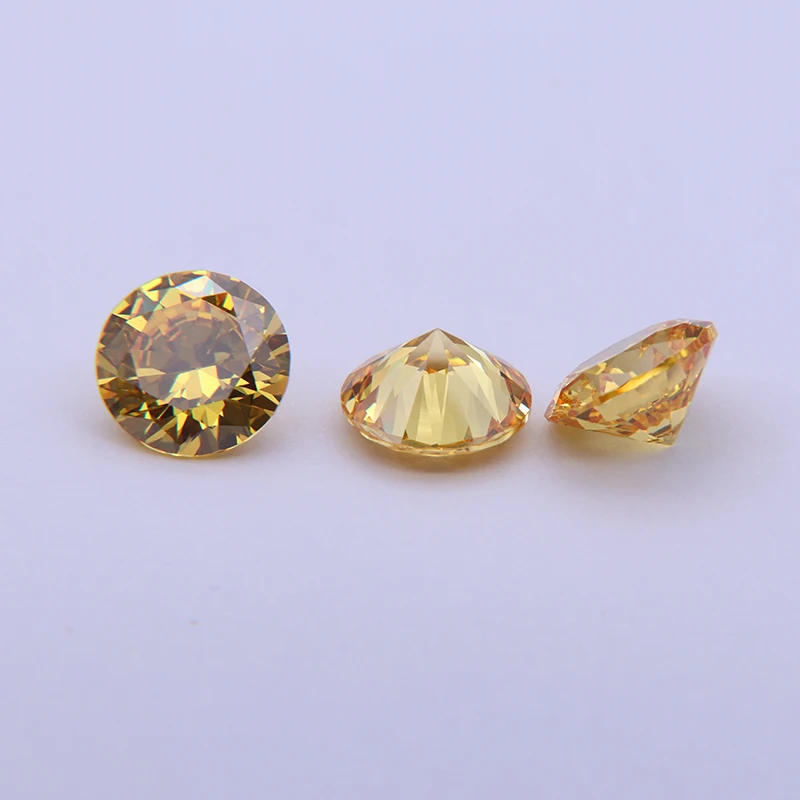 

Round Cubic Zirconia Rough Golden Yellow Machine Cut Diamond Shape