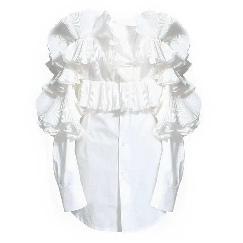 

2020 new arrivals autumn collection women fashion design off shoulder long sleeve ruffles ladies sexy shirts