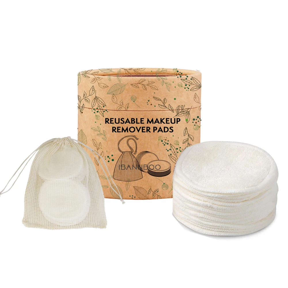 

100% Biodegradable Recycled Bamboo Makeup Cleansing Facial Round Cotton Pads Reusable Washable Makeup Remover bamboo Pads, Custom color