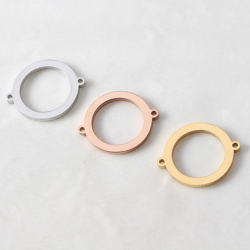 

New in 2023 Charms DIY Fashion Mirror Polished Stainless Steel 18K Gold Plated Hollow Circle Jewelry Bracelet Charms