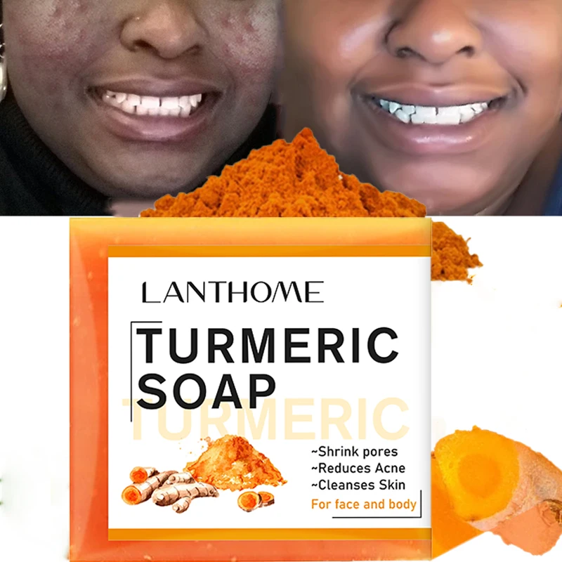 

Wholesale Handmade Turmeric Shower Bath Soap Skin Whitening Lightening Anti Acne Deep Cleansing Bleaching Kojic Acid Face Soap