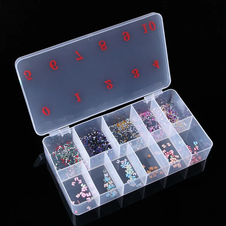 

Nail Art Tips Empty Storage Box For 500pcs 10 Sizes Nail Tips Tweezers Clippers Pens Polishing Container Manicure Box