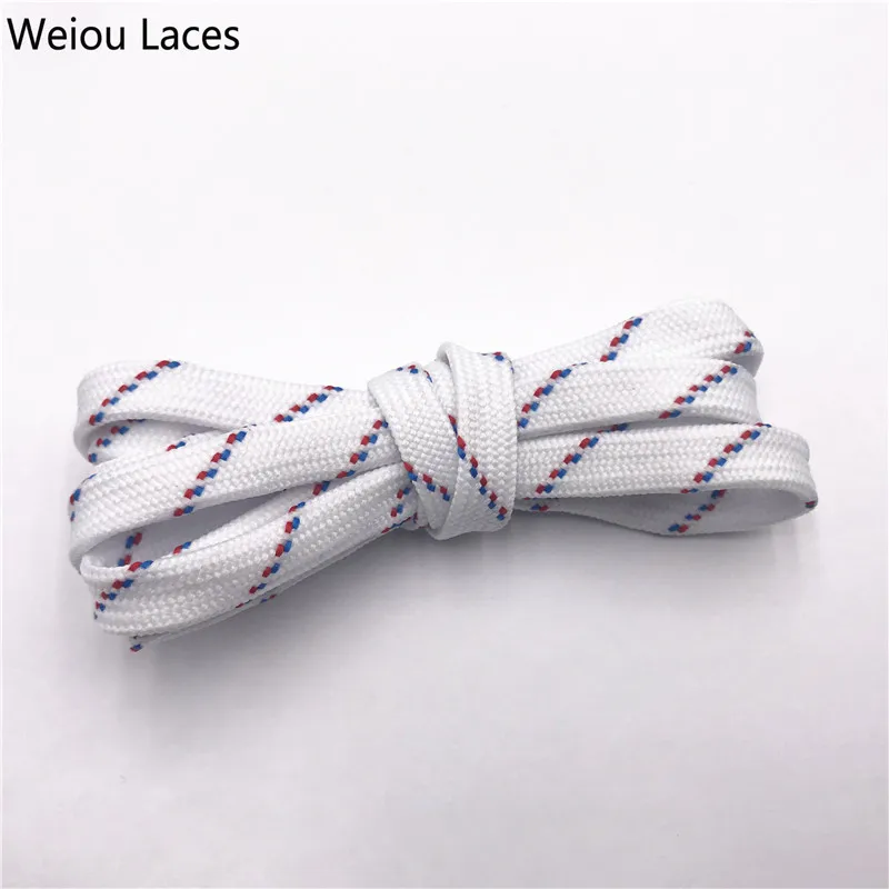 

Weiou Flat Premium Shoelaces Ice Ball Replacement Shoelaces For Sell Factory Direct Price Hockey Shoe Accessories, White-red-blue, support custom color