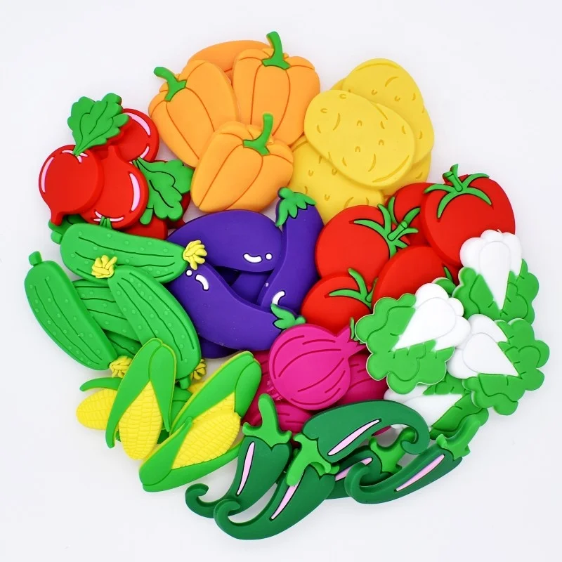 

Children Toys All Kinds Of Fruits Vegetables Large Stock Sandal Ornaments Shoes Charms Fit Wristbands Cheap, As picture shoelace charms/shoe decorations/shoes charms accessories