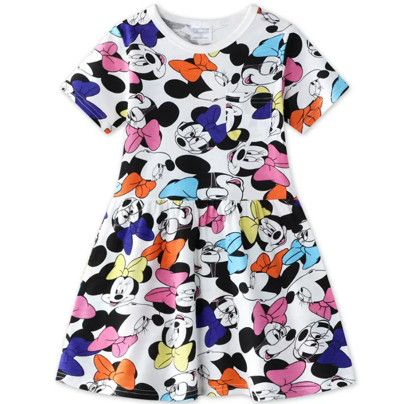 

2022 Children's Clothing 2-6 Year Summer Dress Girl Cartoon Cotton Shirt Summer Short T-shirt Vest Hair Head Beach Party Dress