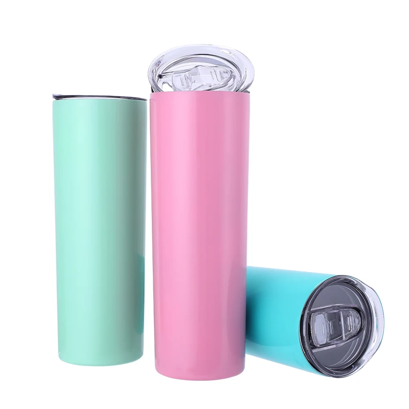 

USA Warehouse 20oz Skinny Sublimation Blank Stainless Steel Tumbler 20oz Skinny Tumbler With Lids Straws, Customized color