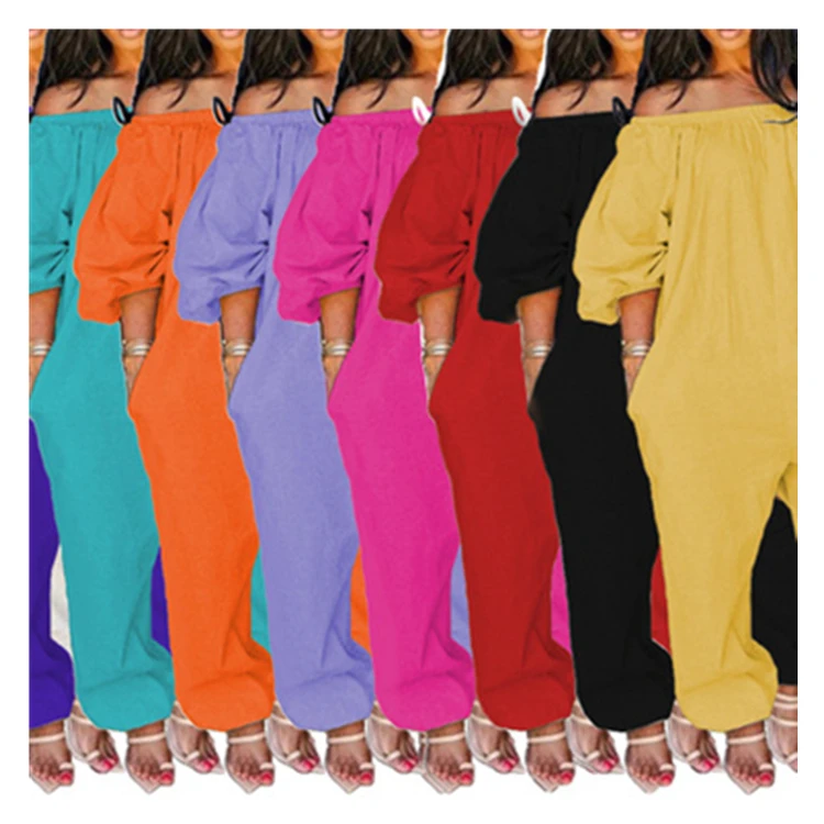 

Ladies long sleeve off shoulder loose one piece jumpsuits women 2021 fall clothing, Picture shown