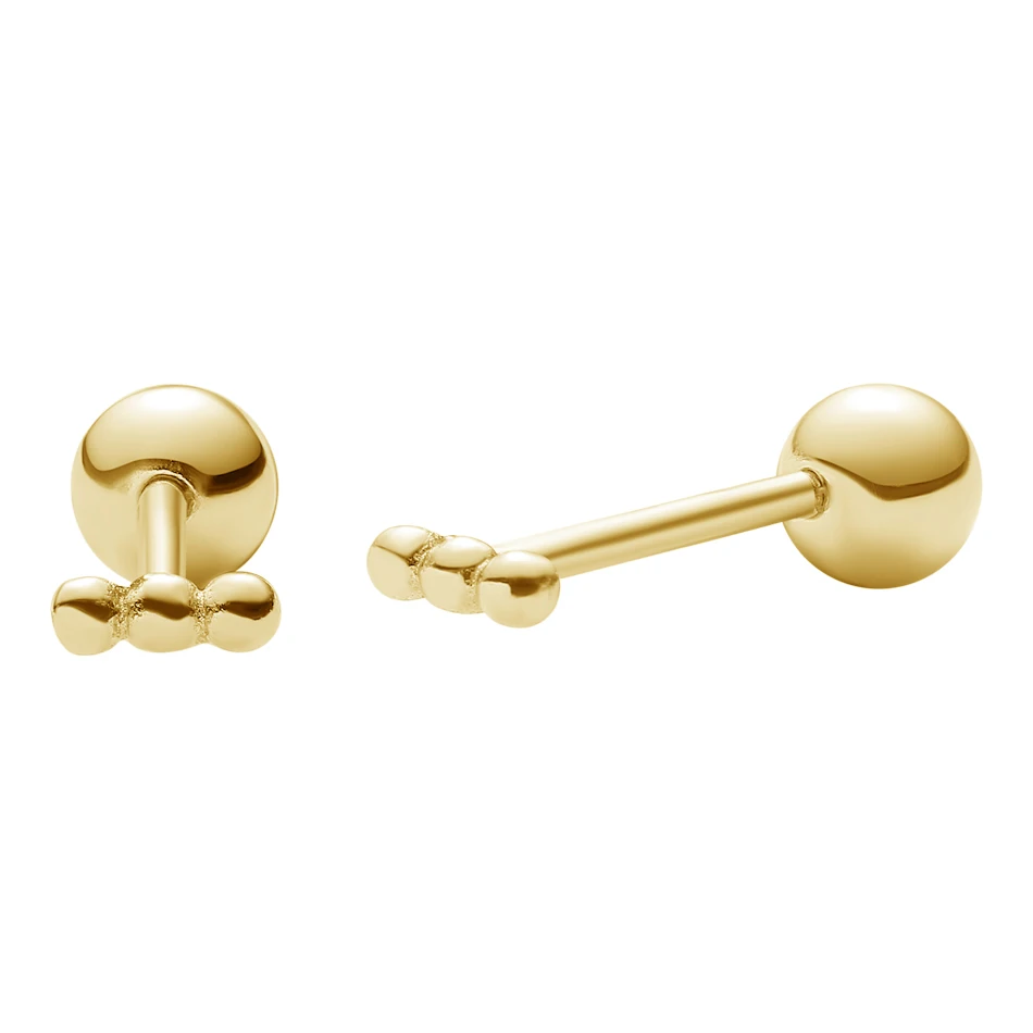 

Fashion Jewelry 925 Sterling Silver Beaded Stud Earrings 18K Gold Vermeil Beaded Barbell Stud Earrings