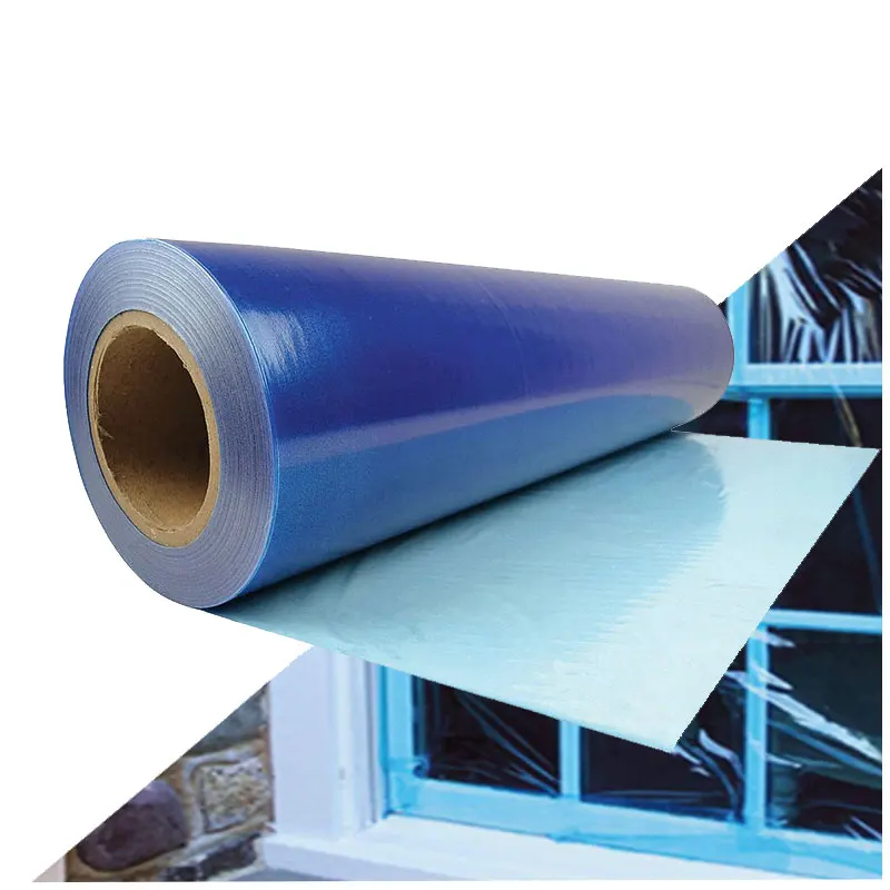Blue Clear Transparent Temporary Anti Scratch PE Blow Molding Surface Protection Film for Windows and Glass Curtain Wall