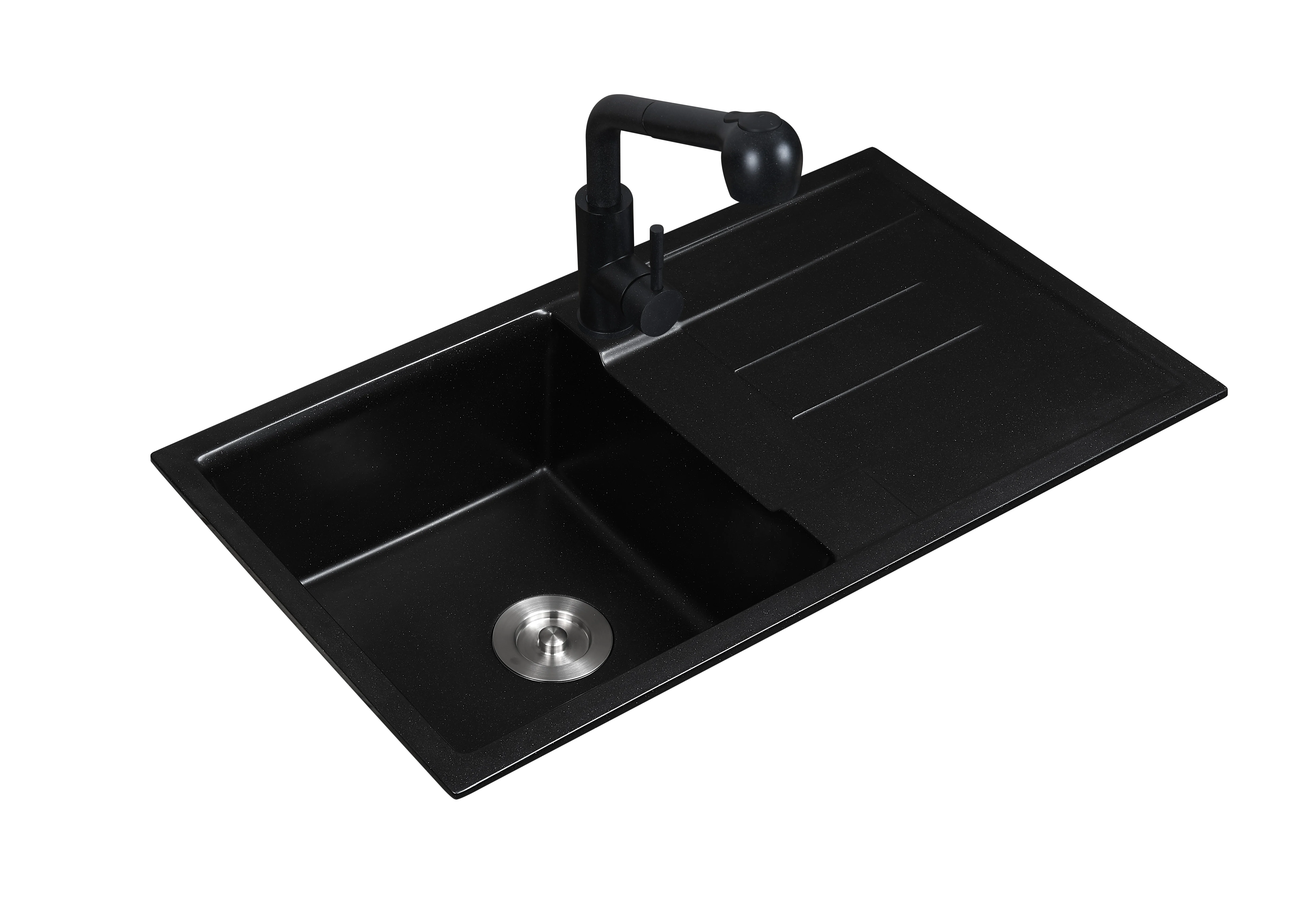 厨房水槽 - buy 自然 topmount 复合石英厨房水槽黑色复合花岗岩水槽