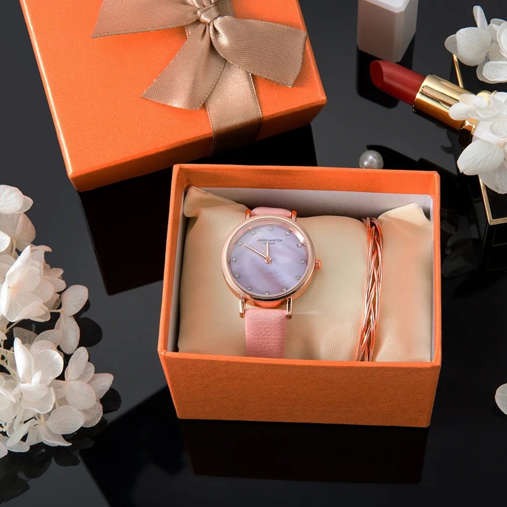 

Hot Sales Watches Women Luxury Diamond Dial Leather Band Quartz Watch Jewelry