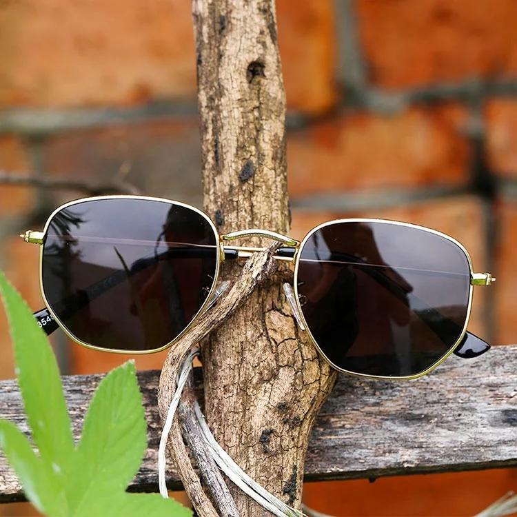 

Men River Women Polarized Dark Sunglasses Fashion Hexagon Retro Polygon Shades Square Metal Oculos De Sol Sun Glasses, 9 colors