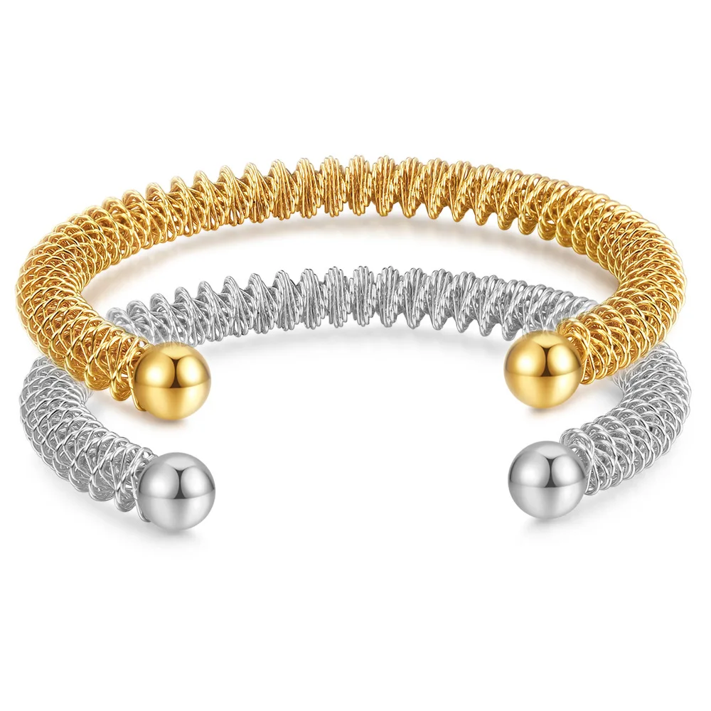 New Cable Adjustable Spring Cuff Bracelet Stainless Steel 18K Gold Plated Fashion Jewelry Bangle & Bracelets for women