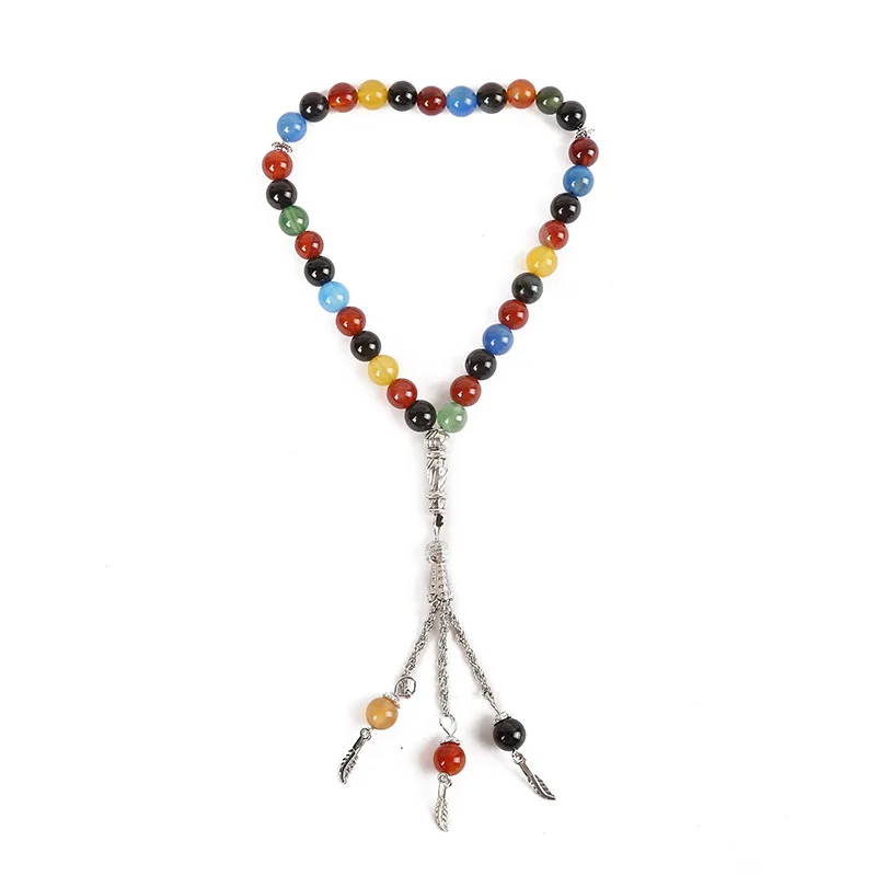 

Natural 8MM 10MM Stone Beads Tassel Islamic Prayer Beads Muslim Prayer 33 99 Beads tasbih rosary necklace