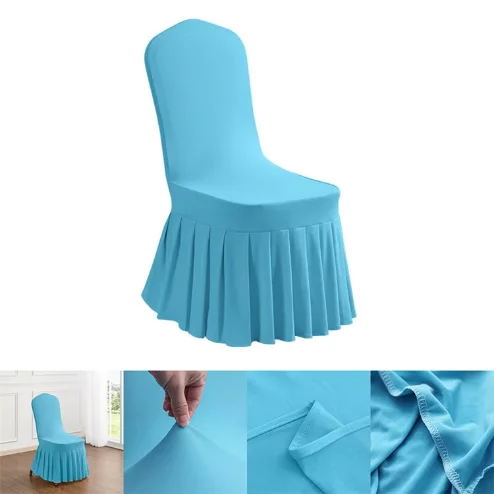 White Polyester Chair Slipcover Elastic Washable Chair Cover for Wedding Hotel Banquet Meeting
