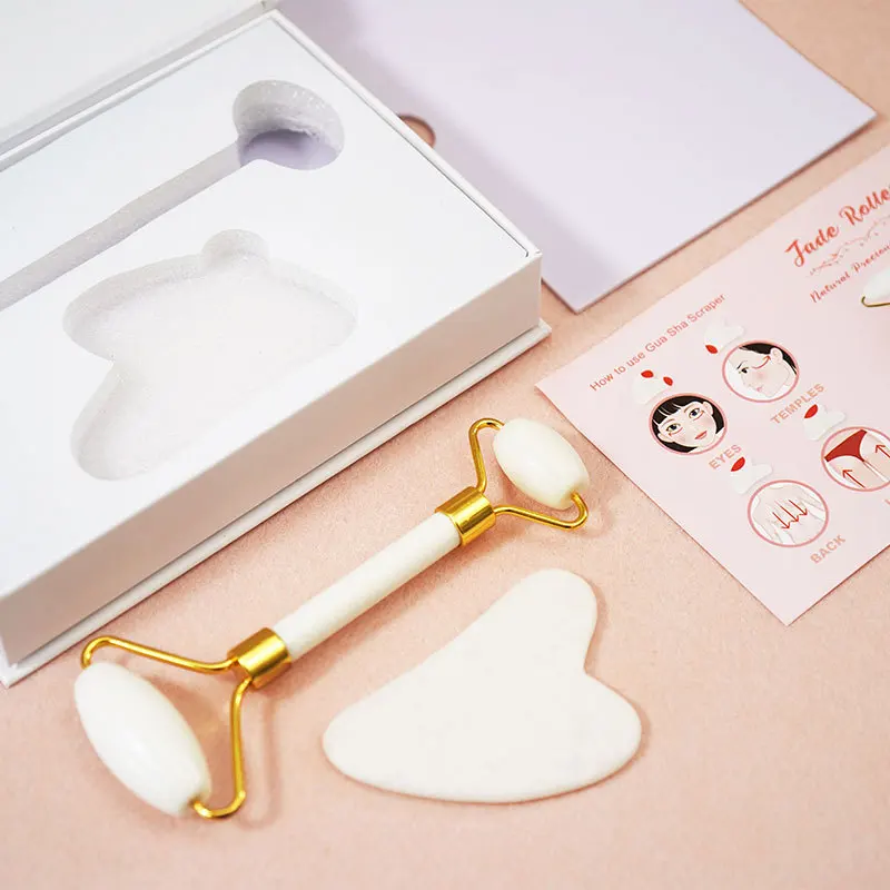 

Facial Skin Roller stone white jade roller Customized logo